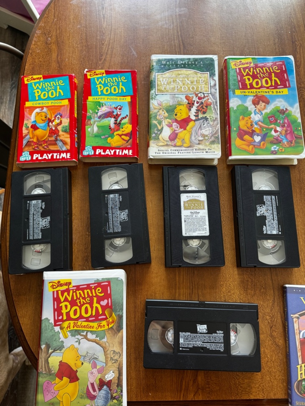 Disney Winnie the Pooh VHS Lot - Yellow, Red, Green, White Covers